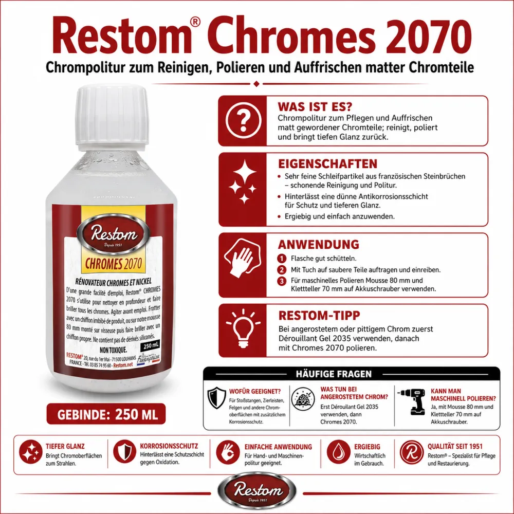 Chromglanz Politur Restom®Chromes 2070 BCR 250ml