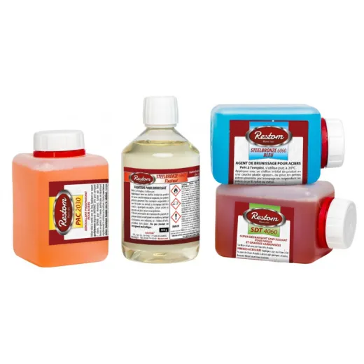 Restom® Steelbronze 6060 Kit – Stahl brünieren (schwarz/brüniert) + Korrosionsschutz für Schrauben, Beschläge & Oldtimerteile